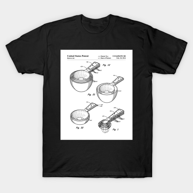 Measuring Spoons Patent - Baker Chef Kitchen Cafe Decor Art - White T-Shirt by patentpress